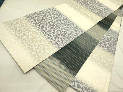 平和屋着物●両面　全通柄袋帯　クローバー　正絹　逸品　DABD0478op