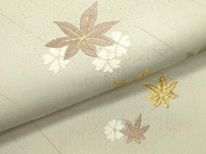 平和屋着物●織文意匠鈴木　六通柄袋帯　舞花　金糸　正絹　逸品　DABD0483op