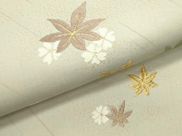 平和屋着物●織文意匠鈴木　六通柄袋帯　舞花　金糸　正絹　逸品　DABD0483op
