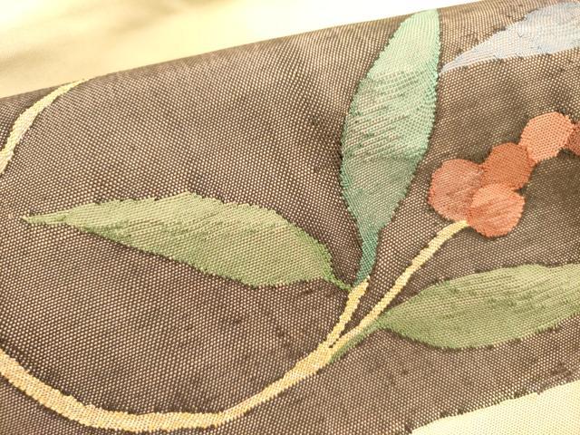 平和屋着物●九寸名古屋帯　南天文　金糸　正絹　逸品　DABD0488op