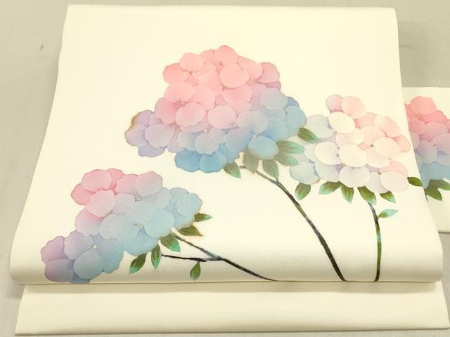 平和屋着物●塩瀬　九寸名古屋帯　草花　ろうけつ染め　金彩　正絹　逸品　DABD0493op
