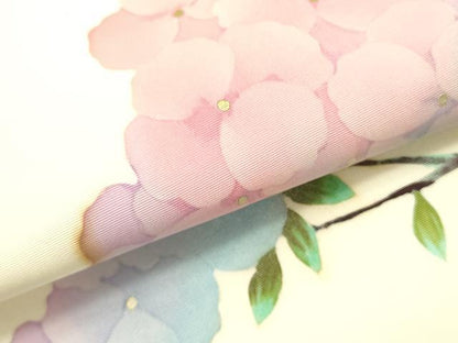 平和屋着物●塩瀬　九寸名古屋帯　草花　ろうけつ染め　金彩　正絹　逸品　DABD0493op