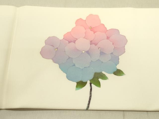 平和屋着物●塩瀬　九寸名古屋帯　草花　ろうけつ染め　金彩　正絹　逸品　DABD0493op