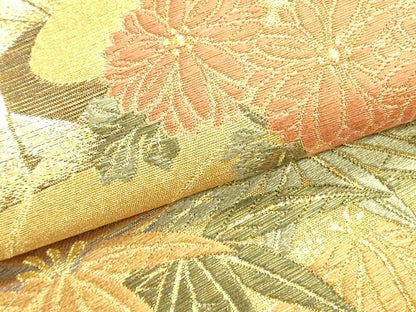 平和屋着物●ファッションデザイナー 花井幸子 西陣 じゅらく謹製 六通柄袋帯 唐織 籬草花文 金糸 証紙付き 正絹 逸品 DABD0495op