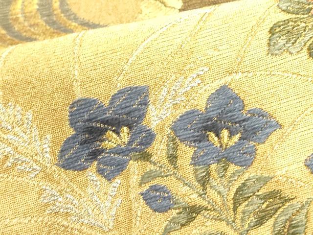 平和屋着物●ファッションデザイナー 花井幸子 西陣 じゅらく謹製 六通柄袋帯 唐織 籬草花文 金糸 証紙付き 正絹 逸品 DABD0495op