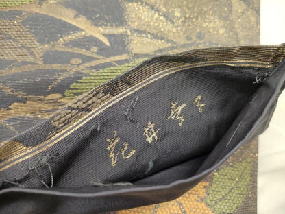 平和屋着物●ファッションデザイナー 花井幸子　六通柄袋帯　草花　金糸　正絹　逸品　DABD0496op