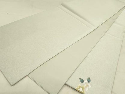 平和屋着物●太鼓柄袋帯　舞花　銀通し地　正絹　逸品　DABD0501op