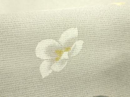 平和屋着物●太鼓柄袋帯　舞花　銀通し地　正絹　逸品　DABD0501op