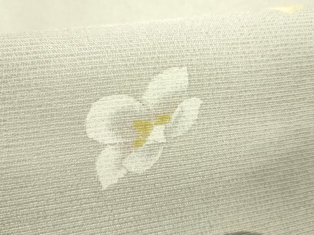 平和屋着物●太鼓柄袋帯　舞花　銀通し地　正絹　逸品　DABD0501op