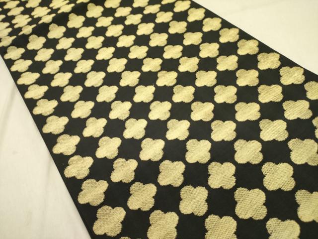 平和屋着物●六通柄袋帯　作家物　菱文　黒地　正絹　逸品　DABD0512op