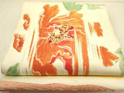 平和屋着物●龍村平蔵製　六通柄　本袋帯　彩雨富貴錦　金糸　正絹　逸品　DABD0517op