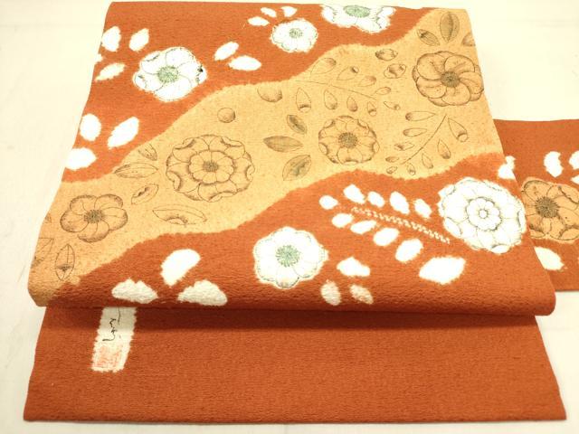 平和屋着物●九寸名古屋帯　作家物　辻が花　正絹　逸品　未使用　DABD0518op