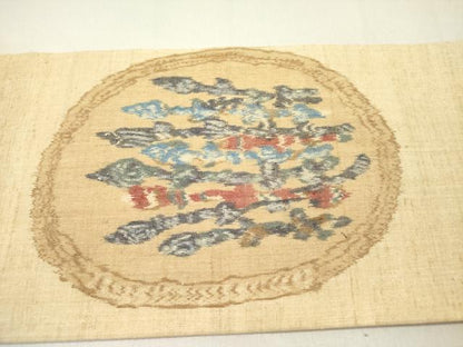 平和屋着物●九寸名古屋帯　紬地　抽象文様　正絹　逸品　DABD0540op