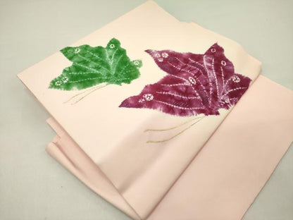 平和屋着物▼塩瀬　つけ帯　絞り　刺繍　舞蝶文　金糸　正絹　逸品　DABD0557op