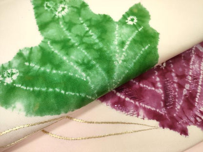 平和屋着物▼塩瀬　つけ帯　絞り　刺繍　舞蝶文　金糸　正絹　逸品　DABD0557op