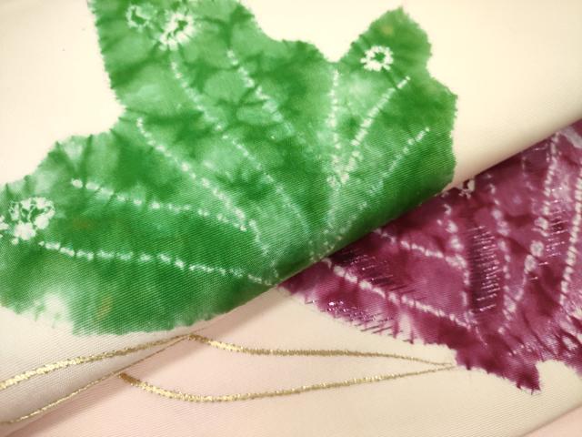 平和屋着物▼塩瀬　つけ帯　絞り　刺繍　舞蝶文　金糸　正絹　逸品　DABD0557op