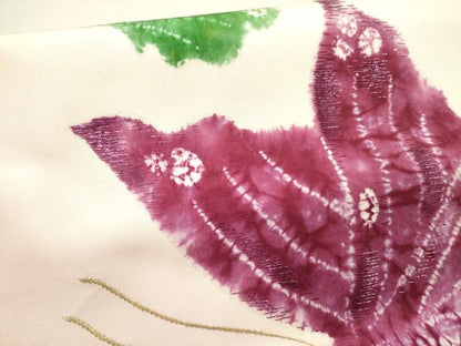 平和屋着物▼塩瀬　つけ帯　絞り　刺繍　舞蝶文　金糸　正絹　逸品　DABD0557op