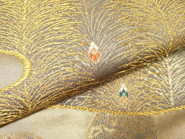 平和屋着物●六通柄　本袋帯　唐織　流水草木文　金糸　正絹　逸品　DABD0561op