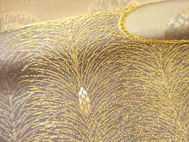 平和屋着物●六通柄　本袋帯　唐織　流水草木文　金糸　正絹　逸品　DABD0561op