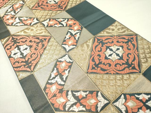 平和屋着物●西陣　川島織物　六通柄　本袋帯　唐織　花菱文　金糸　正絹　逸品　DABD0562op