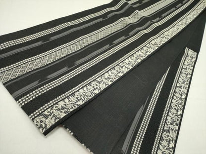平和屋着物▽六通柄袋帯 スリーシーズン 春夏秋 花間道 黒地 正絹 逸品 DABD0567op