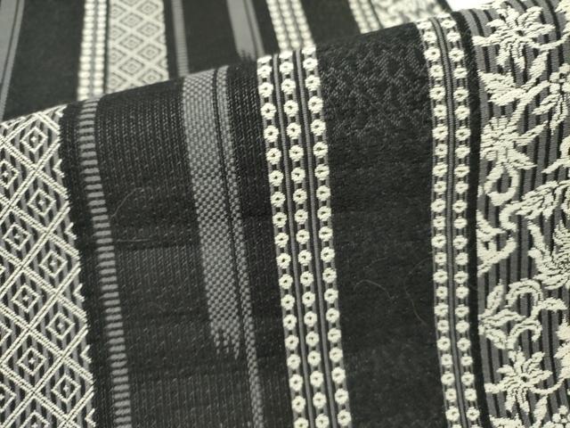 平和屋着物▽六通柄袋帯 スリーシーズン 春夏秋 花間道 黒地 正絹 逸品 DABD0567op
