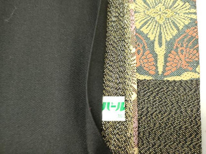 平和屋着物●全通柄袋帯　唐織　七宝花文　金糸　正絹　逸品　DABD0568op