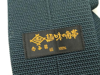 平和屋着物●男性　本場筑前博多織　角帯　百入茶色　共箱付き　正絹　逸品　DABD0578op