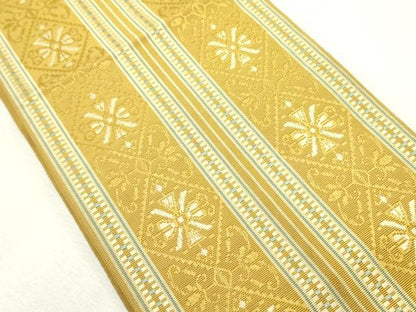 平和屋着物●本場筑前博多織　半幅帯　花間道　正絹　逸品　DABD0582op