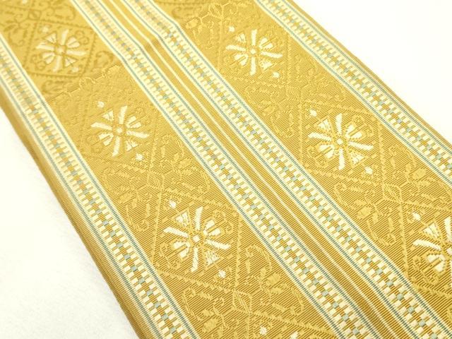 平和屋着物●本場筑前博多織　半幅帯　花間道　正絹　逸品　DABD0582op