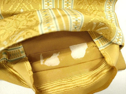 平和屋着物●本場筑前博多織　半幅帯　花間道　正絹　逸品　DABD0582op