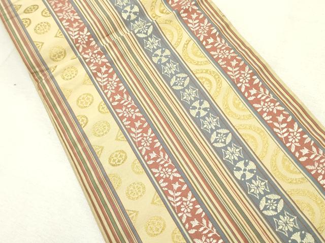 平和屋着物●本場筑前博多織　半幅帯　花間道　正絹　逸品　DABD0584op