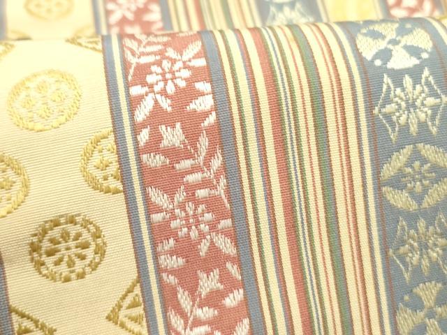 平和屋着物●本場筑前博多織　半幅帯　花間道　正絹　逸品　DABD0584op