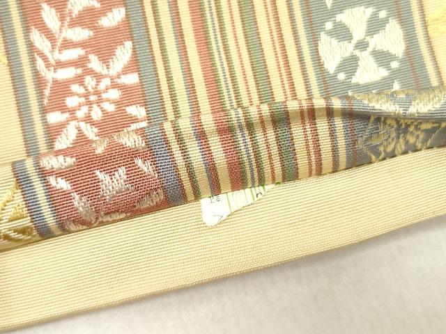 平和屋着物●本場筑前博多織　半幅帯　花間道　正絹　逸品　DABD0584op