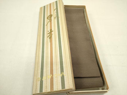 平和屋着物●男性　西陣　河村織物　河村つづれ　角帯　横段文　共箱付き　正絹　逸品　未使用　DABD0592op