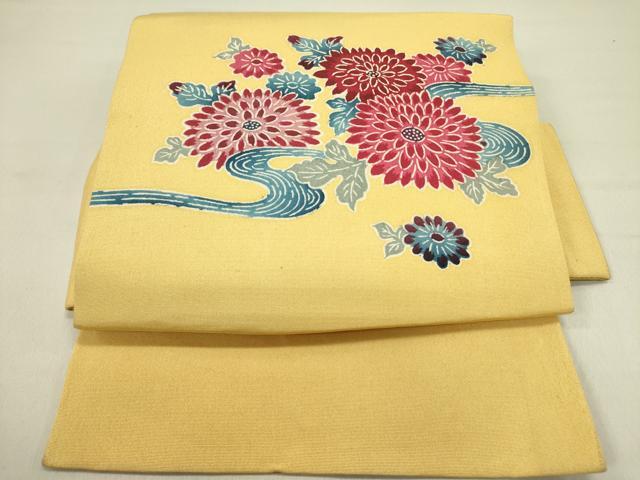 平和屋着物●つけ帯　型染　菊　正絹　逸品　DABD0593op
