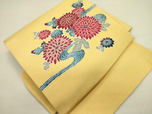 平和屋着物●つけ帯　型染　菊　正絹　逸品　DABD0593op