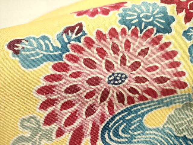 平和屋着物●つけ帯　型染　菊　正絹　逸品　DABD0593op