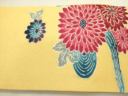 平和屋着物●つけ帯　型染　菊　正絹　逸品　DABD0593op