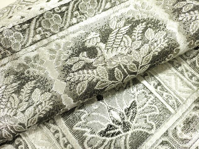 平和屋着物●佐賀錦　つけ帯　洋花文　銀糸　正絹　逸品　DABD0594op