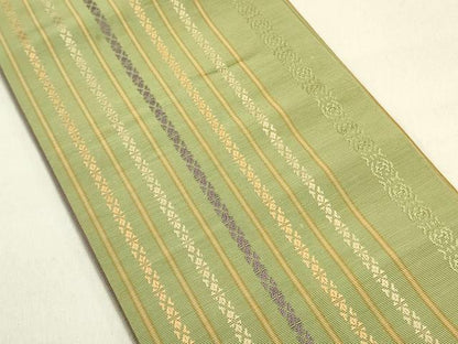 平和屋着物●本場筑前博多織　両面　半幅帯　献上　正絹　逸品　DABD0598op