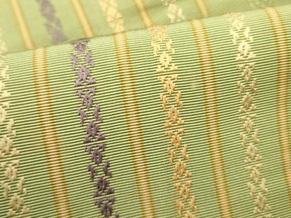 平和屋着物●本場筑前博多織　両面　半幅帯　献上　正絹　逸品　DABD0598op