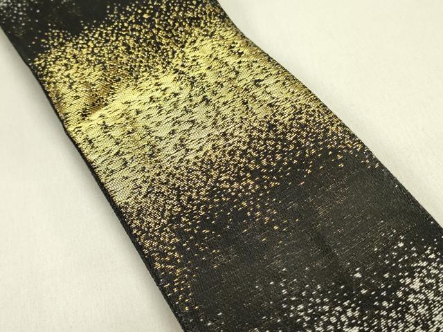 平和屋着物●男性　キモノデザイナー　斉藤上太郎　両面　角帯　霞文　金糸　正絹　逸品　DABD0616op