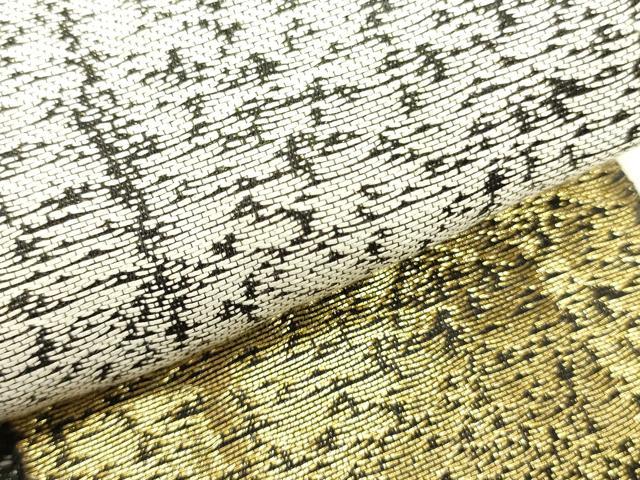 平和屋着物●男性　キモノデザイナー　斉藤上太郎　両面　角帯　霞文　金糸　正絹　逸品　DABD0616op