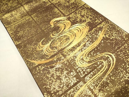 平和屋着物●西陣　川島織物　太鼓柄袋帯　駒刺繍　総刺繍　流水鴛鴦文　金彩　正絹　逸品　DABD0621op