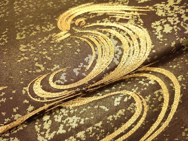 平和屋着物●西陣　川島織物　太鼓柄袋帯　駒刺繍　総刺繍　流水鴛鴦文　金彩　正絹　逸品　DABD0621op
