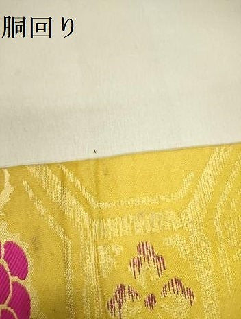 平和屋着物●アンティーク　大正ロマン　九寸名古屋帯　唐織　草花　銀糸　正絹　逸品　DABD0635op