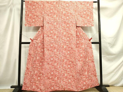 平和屋着物■上質な小紋 風景文 鬼しぼ縮緬 正絹 逸品 未使用 DABD0676op