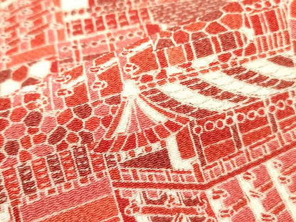 平和屋着物■上質な小紋 風景文 鬼しぼ縮緬 正絹 逸品 未使用 DABD0676op