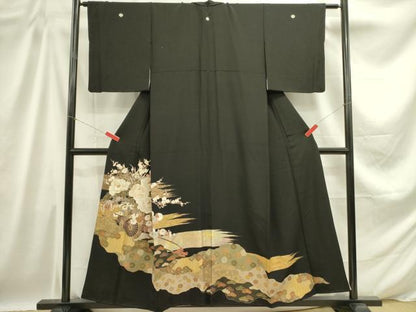 平和屋着物■豪華黒留袖 花車文 金彩 正絹 逸品 DABD0682op